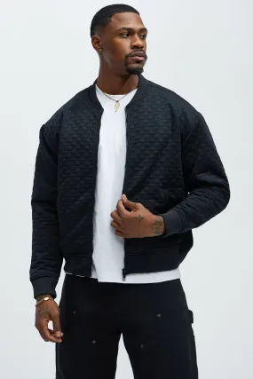 Amigo Textured Bomber Jacket - Black