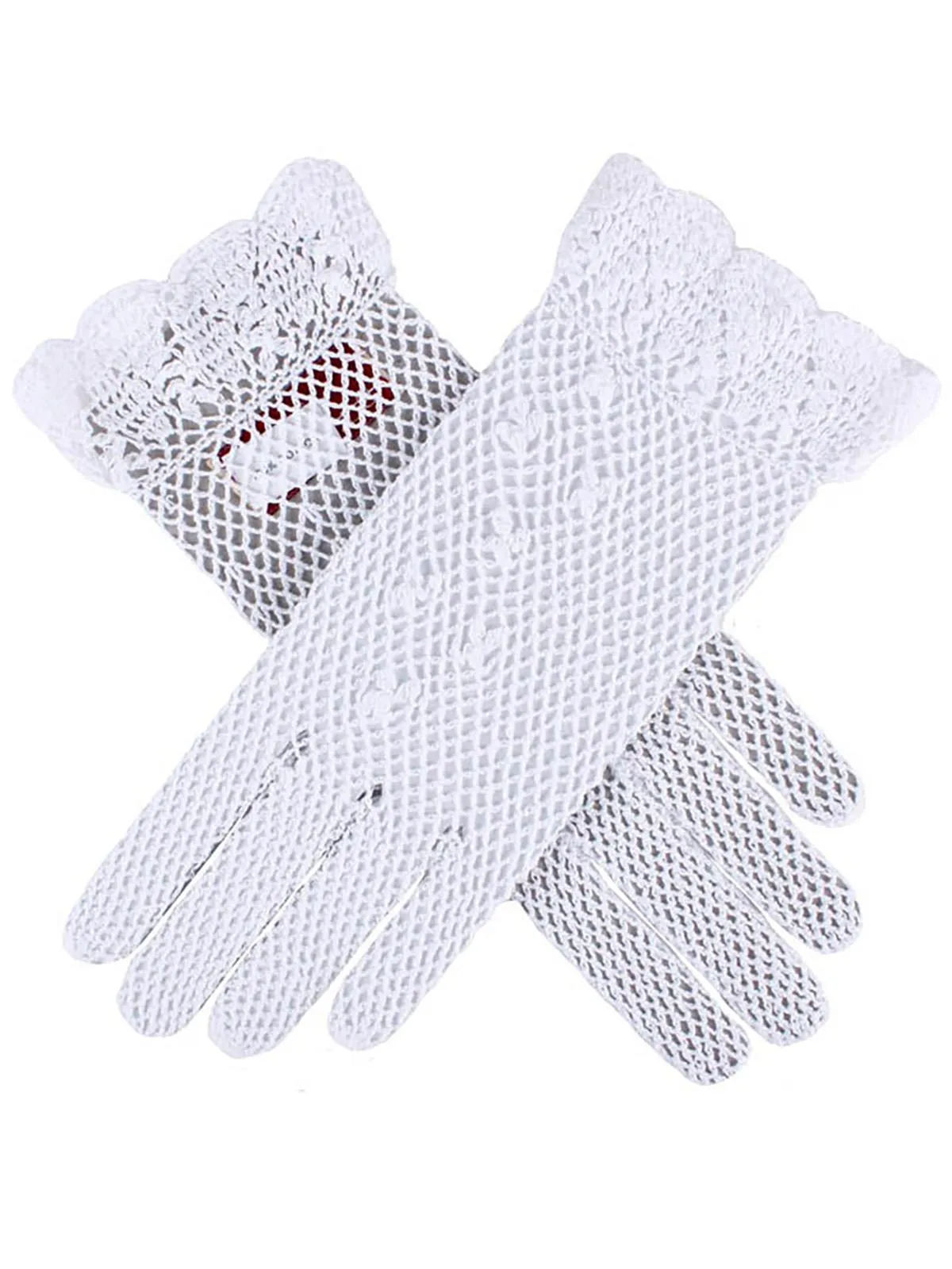 1940s Vintage Style White Cotton Crochet Gloves