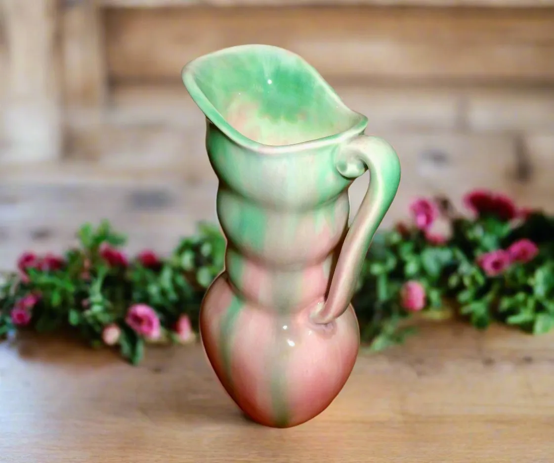 1950s SylvaC Pottery Pink / Green Dripware Jug Pattern 461