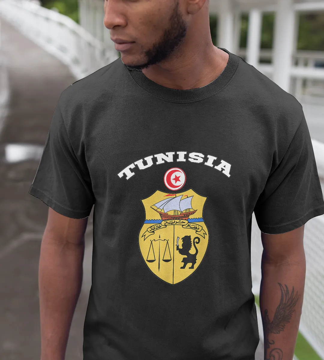 1sttheworld T-Shirt - Coat Of Arms Tee Flag Souvenir Tunis T-Shirt Black A35