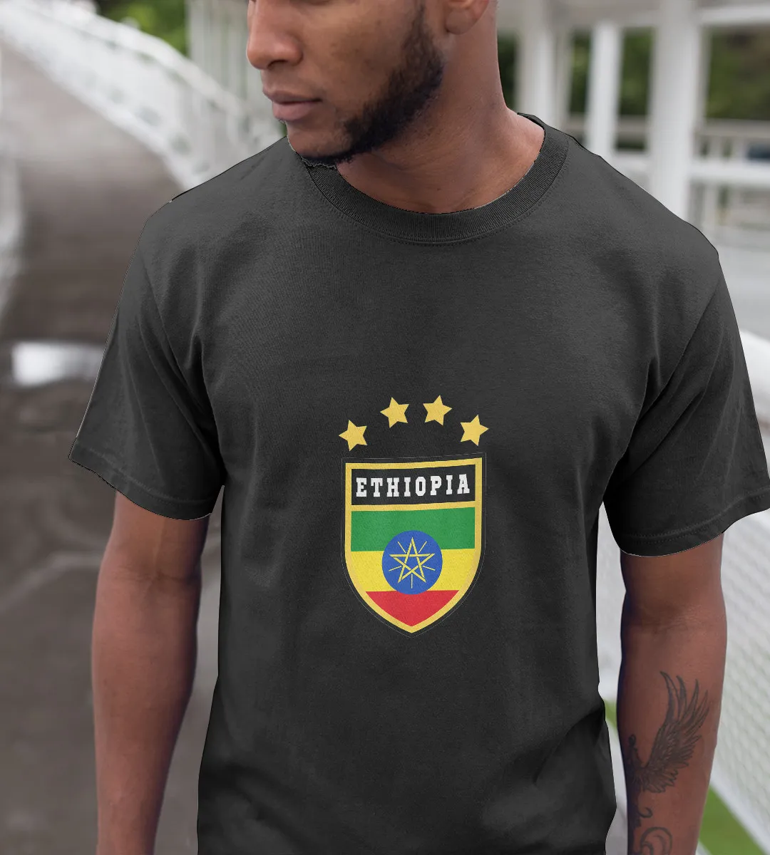 1sttheworld T-Shirt - Ethiopia Coat Of Arms Tee Flag Addis Ababa T-Shirt Black A35