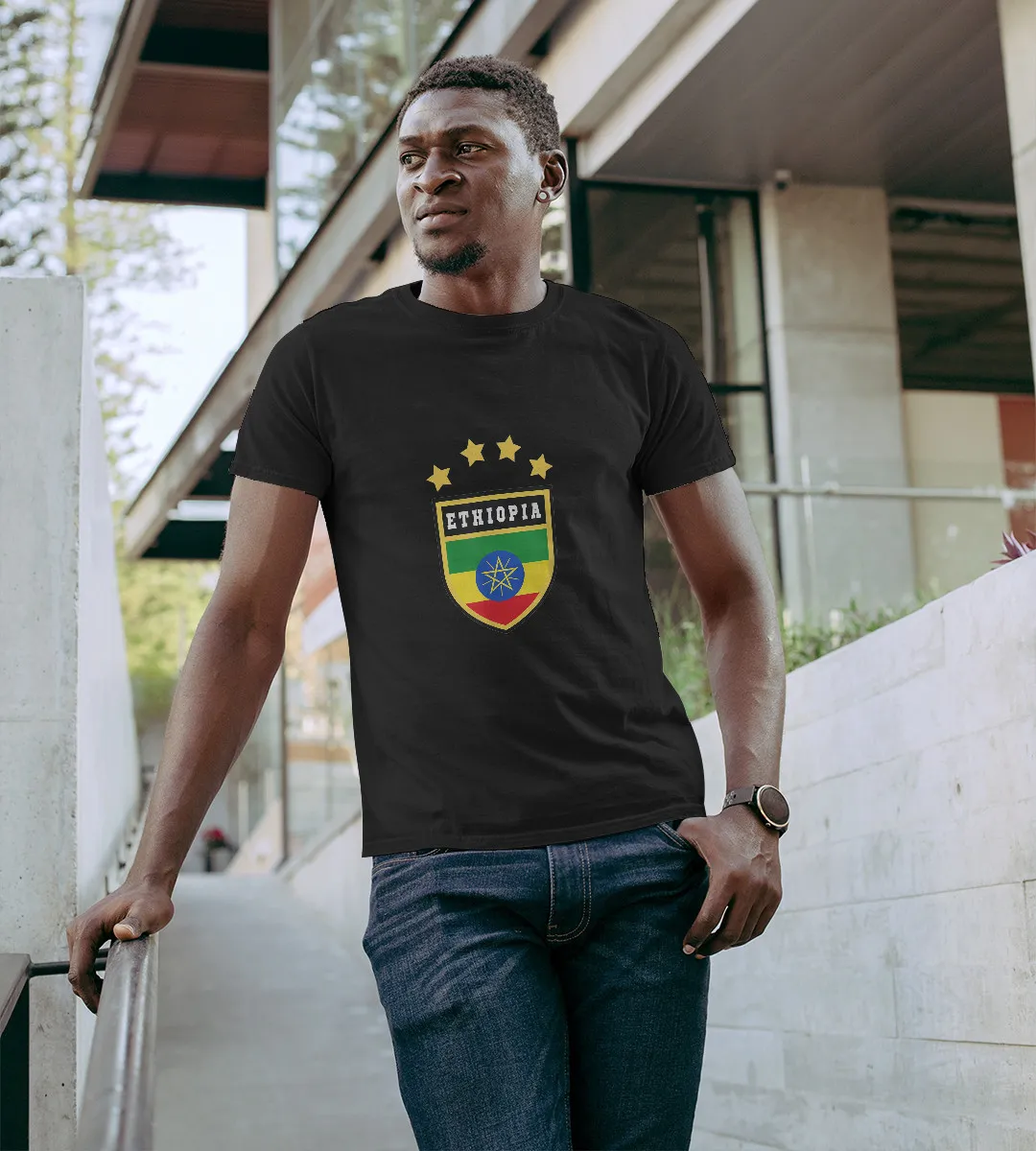 1sttheworld T-Shirt - Ethiopia Coat Of Arms Tee Flag Addis Ababa T-Shirt Black A35