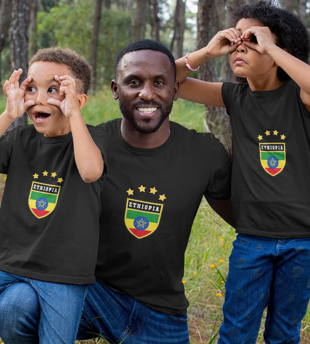 1sttheworld T-Shirt - Ethiopia Coat Of Arms Tee Flag Addis Ababa T-Shirt Black A35