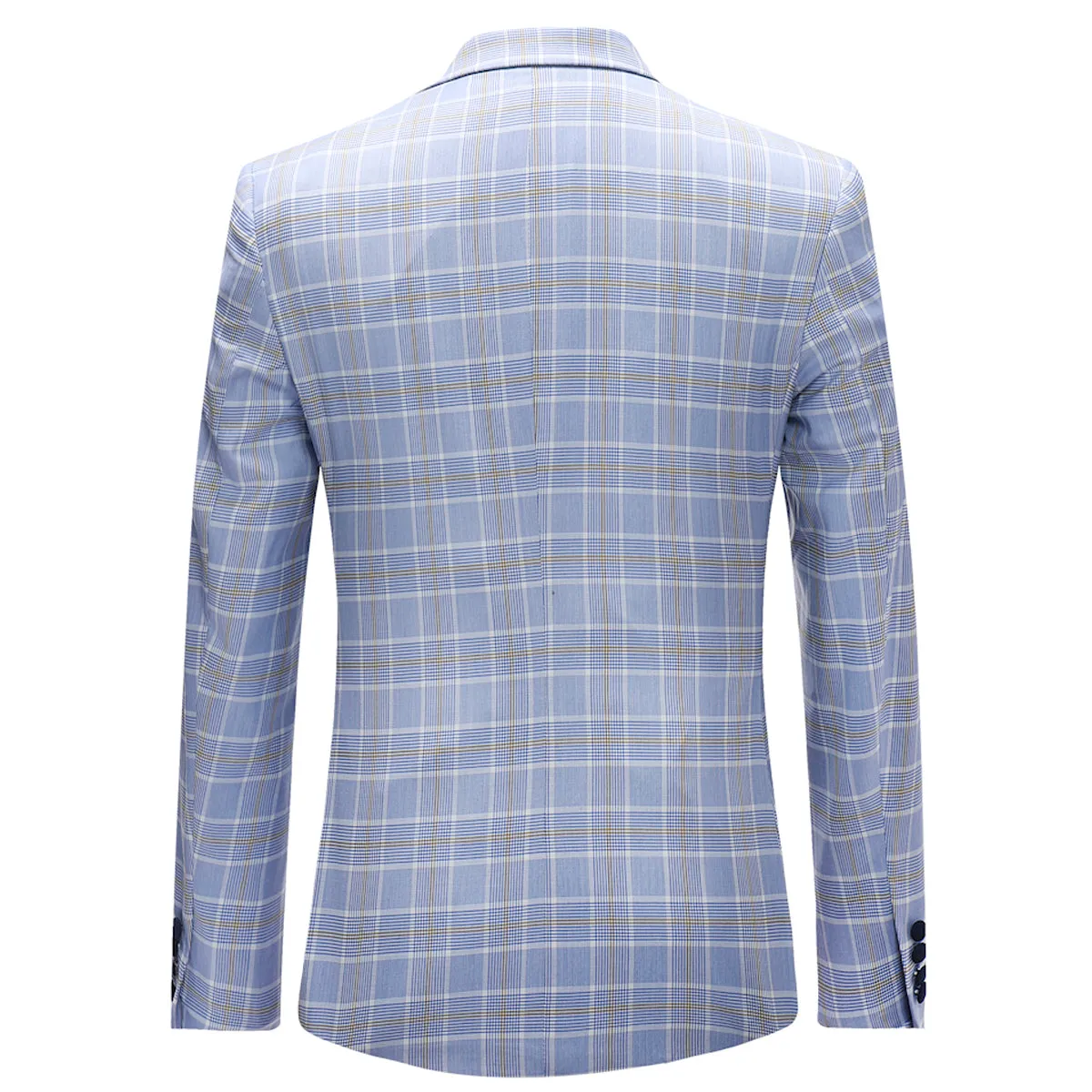 3-Piece Slim Fit Plaid Suit Light Blue