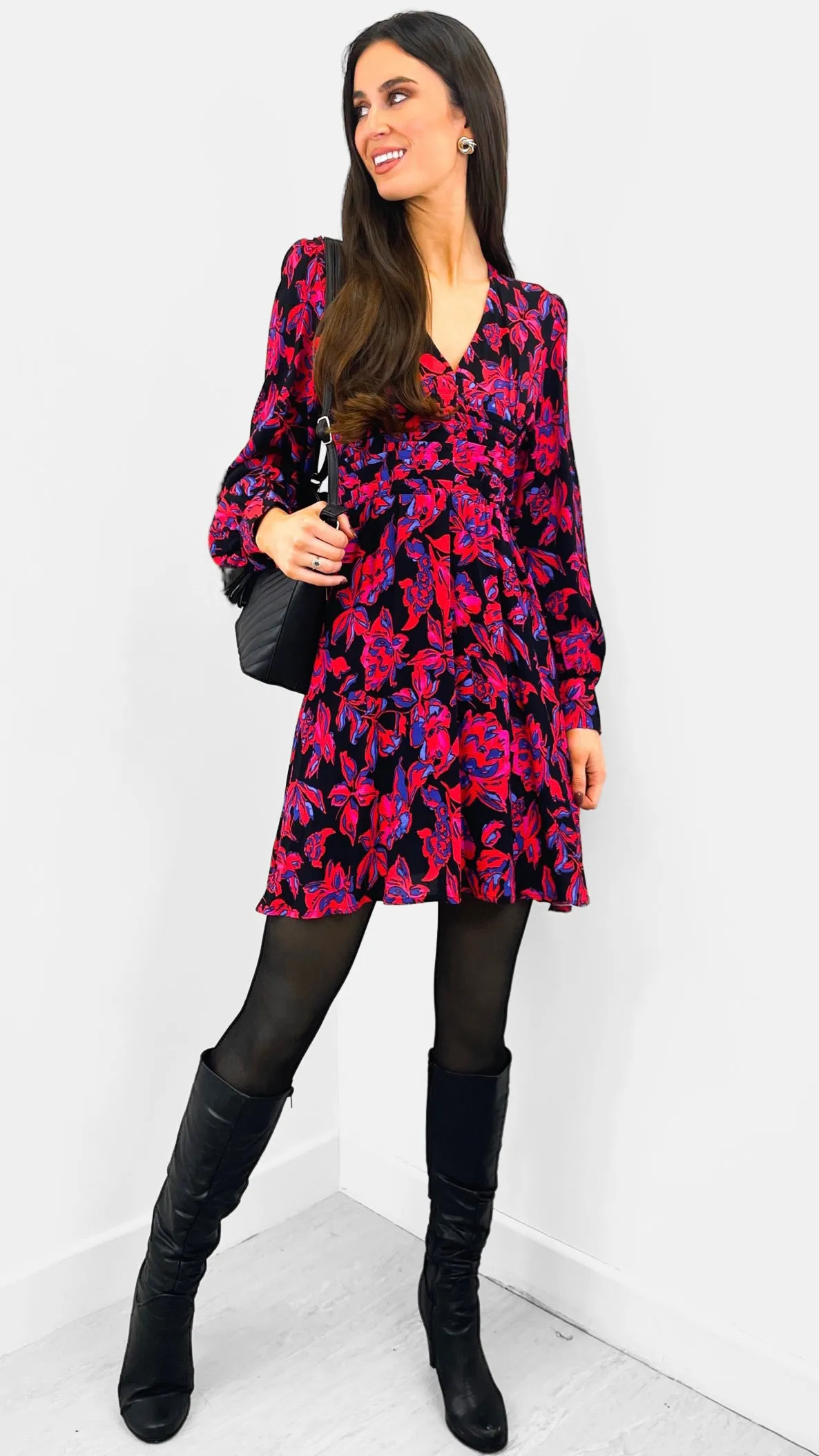 4-A1348 Lizzy Red Print Dress