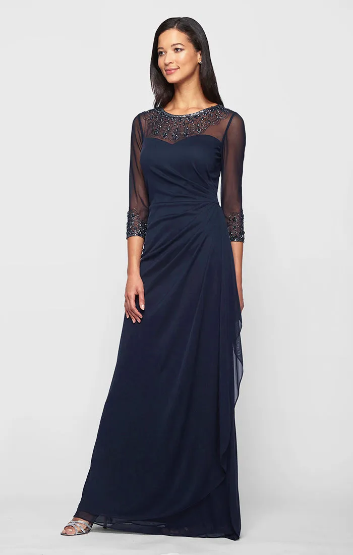 A-Line Mesh Gown with Beaded Illusion Sweetheart Neckline