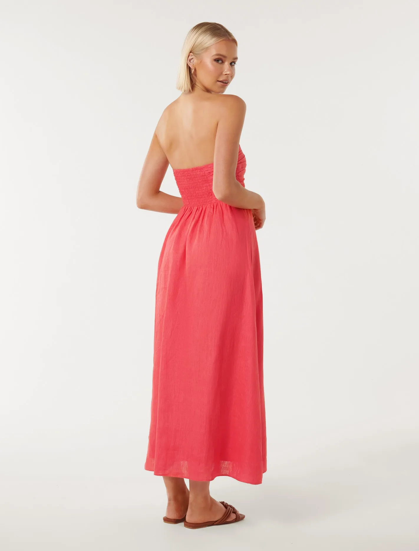 Aaliyah Strapless Ruched Midi Dress