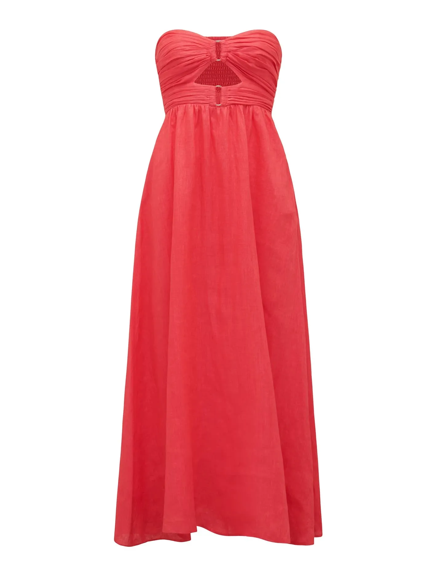 Aaliyah Strapless Ruched Midi Dress