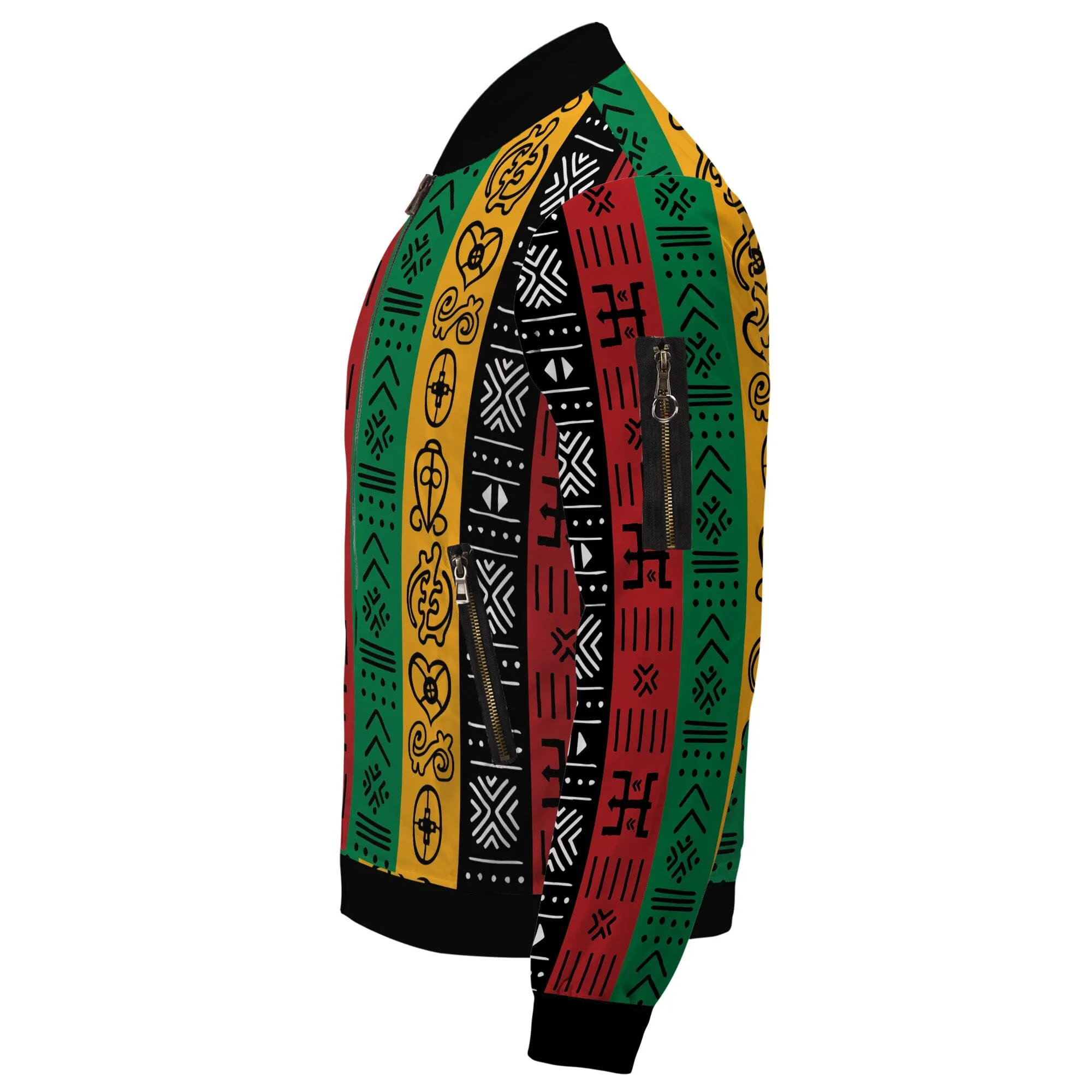 African Symbols in Pan-African Colors Bomber Jacket