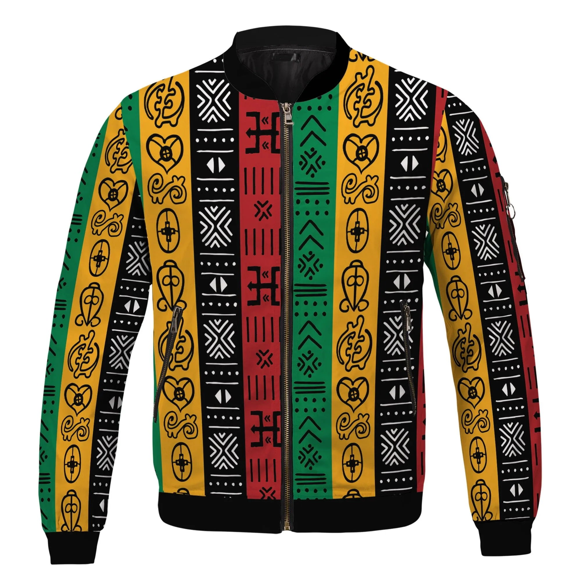 African Symbols in Pan-African Colors Bomber Jacket