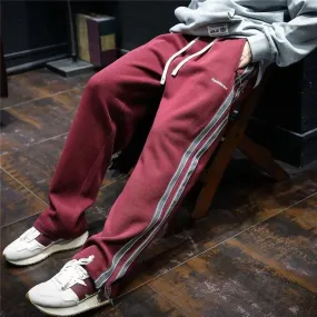 Aidase Trousers Straight Men's Sweatpants Autumn and Winter Male Sports Pants Striped Cotton Elastic Wide Baggy Tracksuit Bottoms Retro