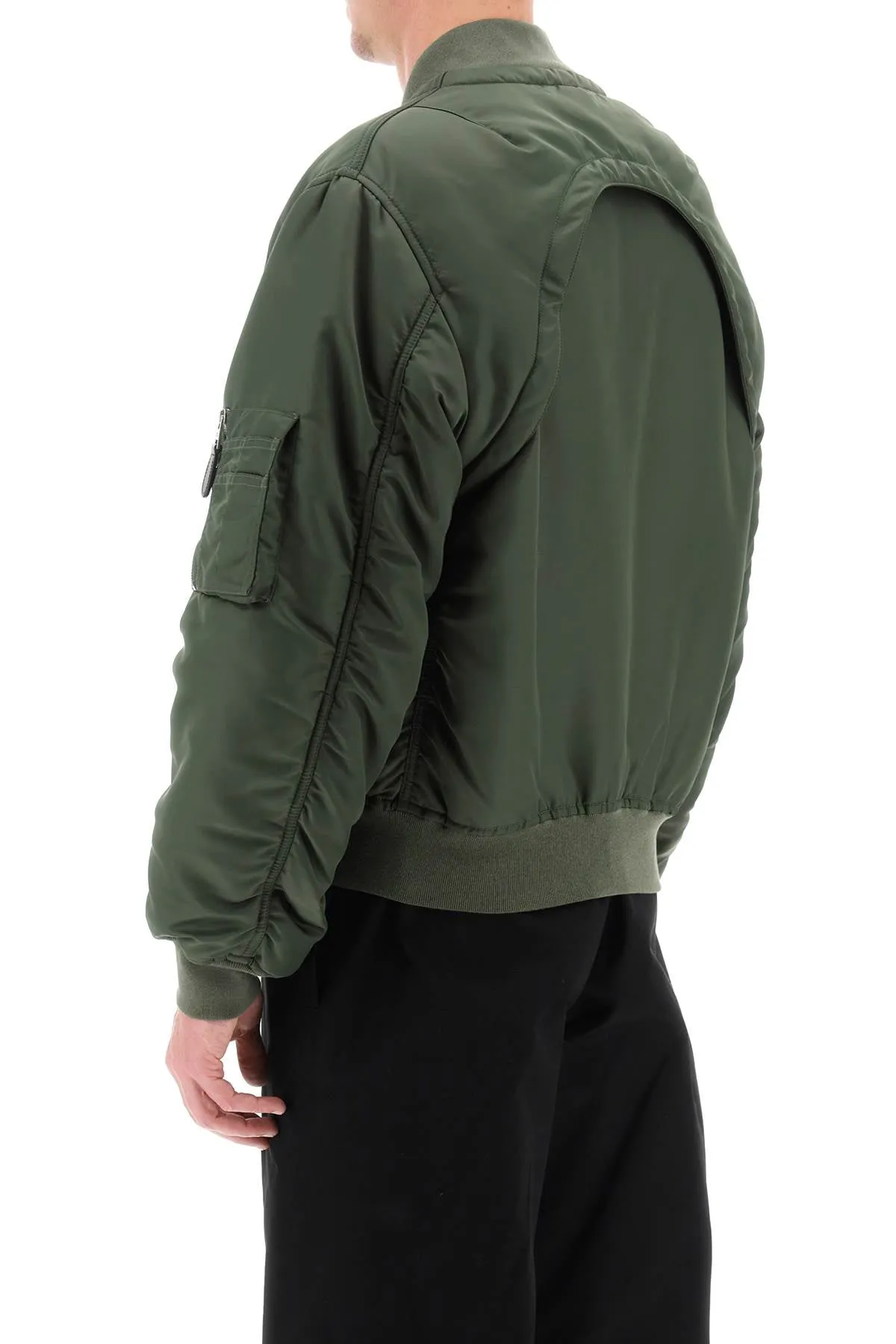 Alexander Mcqueen Convertible Bomber Jacket In Nylon Satin (Size - 50)