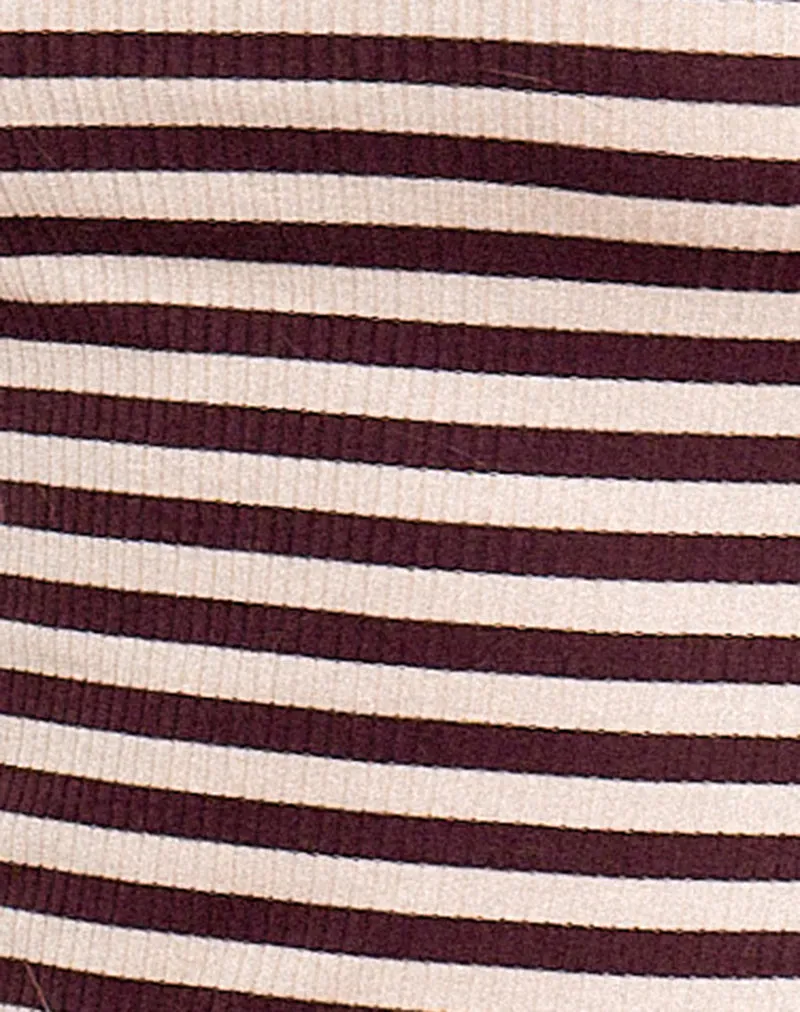 Amabon Long Sleeve Top in Tonal Brown Stripe