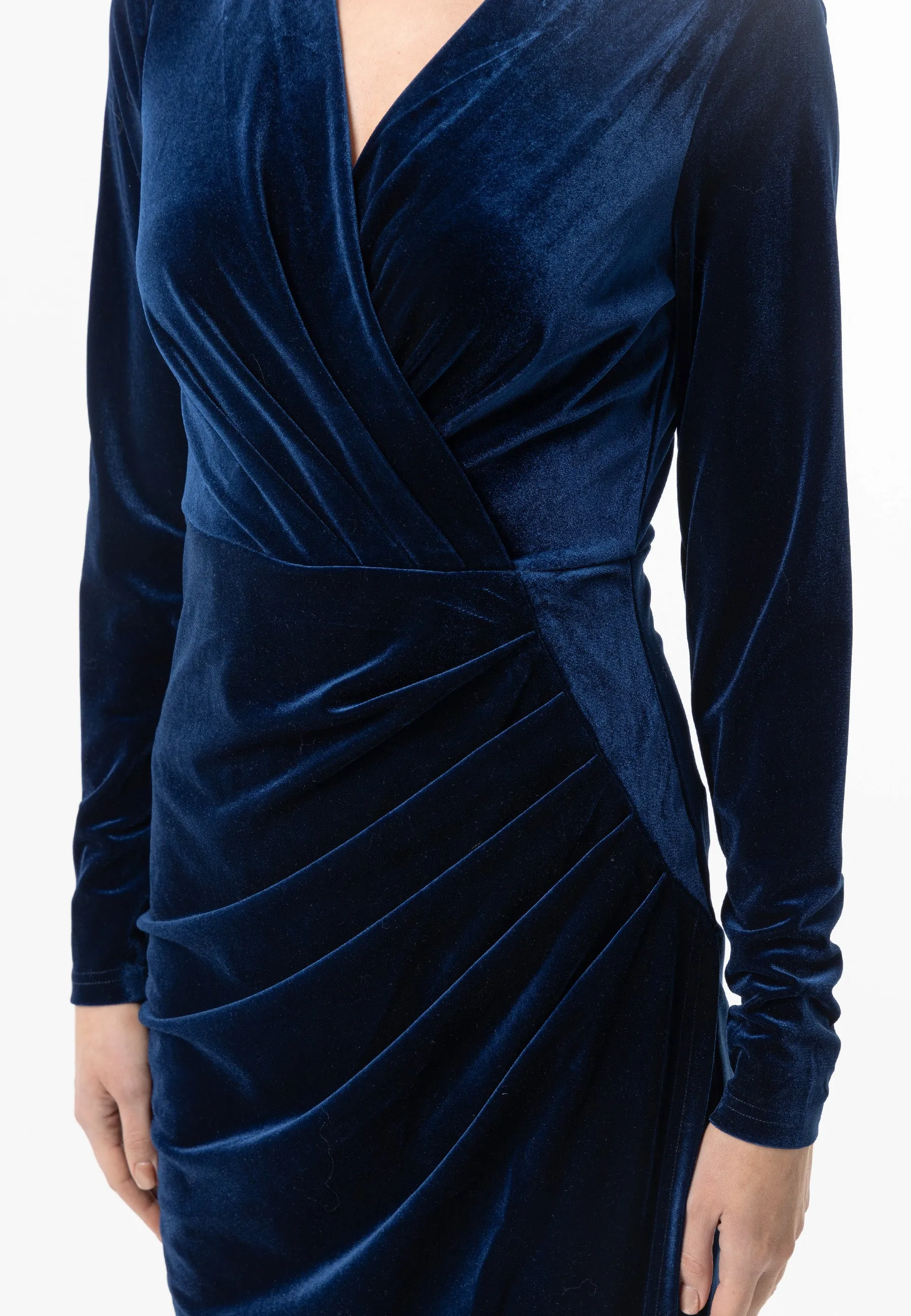 Angeleye Velvet Long Sleeve Faux Wrap Midi Dress