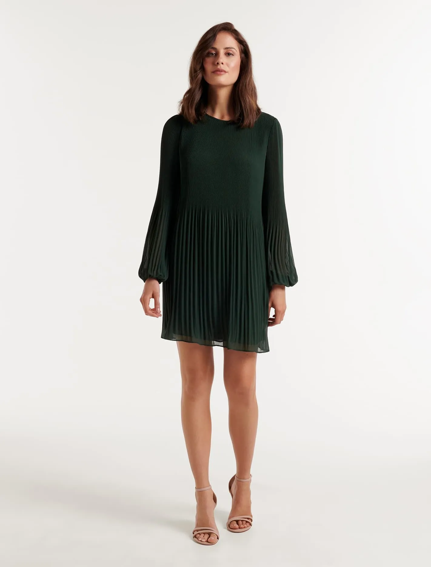 Anna Pleat Mini Dress