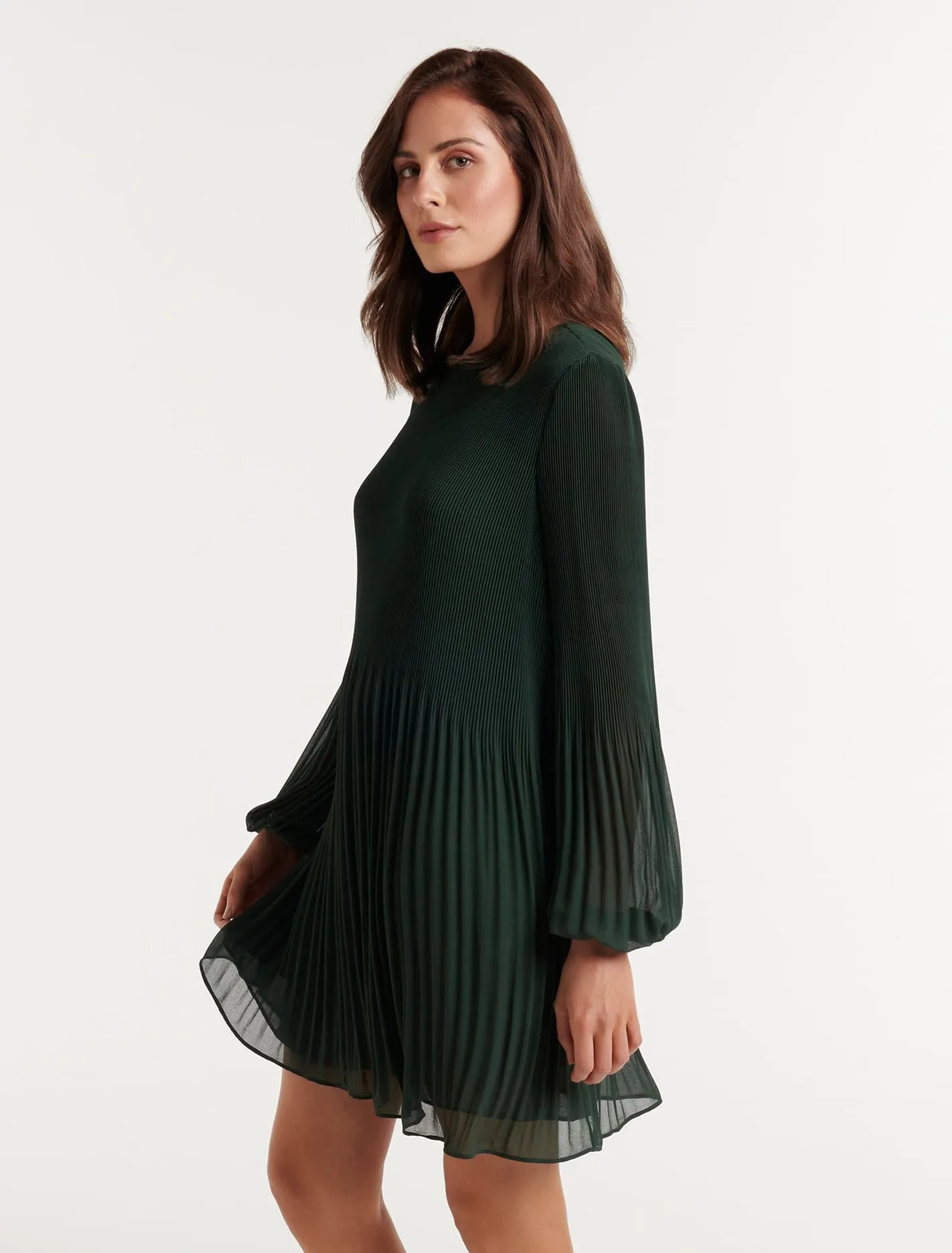 Anna Pleat Mini Dress