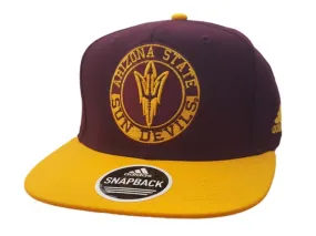 Arizona State Sun Devils Adidas Maroon Yellow Adj. Snapback Flat Bill Hat Cap