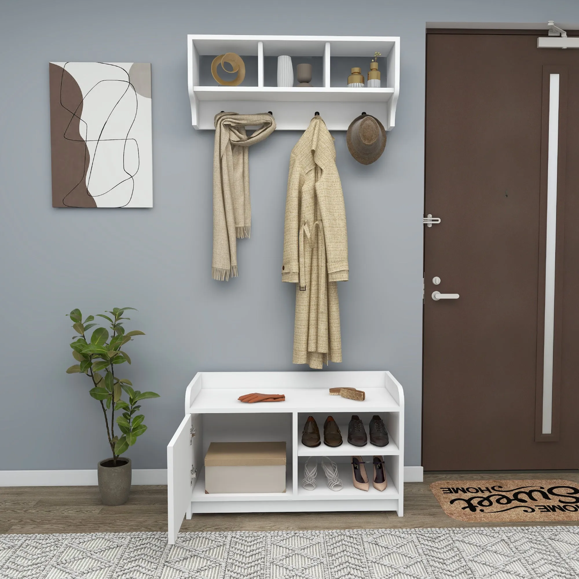 Aurora Hallway Coat Rack with Shelves