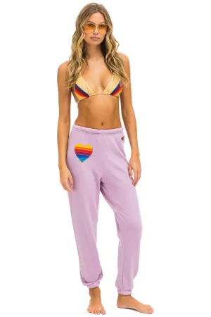 AVIATOR NATION RAINBOW HEART STITCH SWEATPANTS - MAUVE