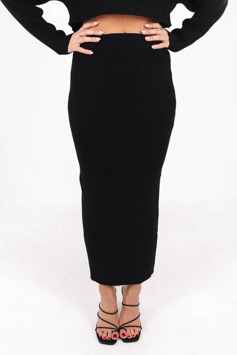 Back To Business Midi Skirt - Black