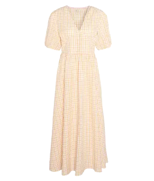 Belmont Seersucker Check Maxi Dress - Cream