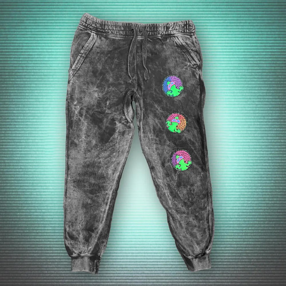 Big Swirl Black Volcanic Acid Wash Joggers