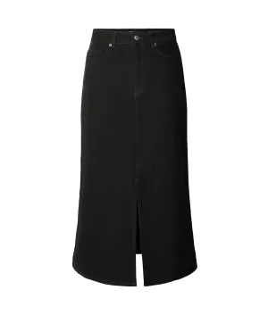 Black Denim Midi Skirt - Black