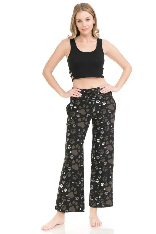 Black Paw Print Comfortable Soft Lounge Pajama Pants