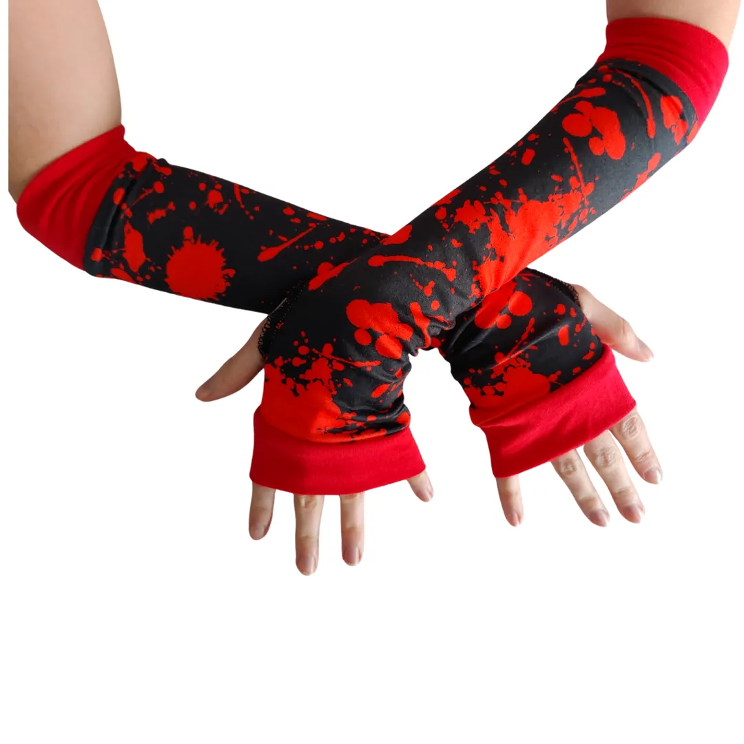 Blood Splatter Arm Warmers Gloves for Adults and Kids Horrir Halloween Zombies