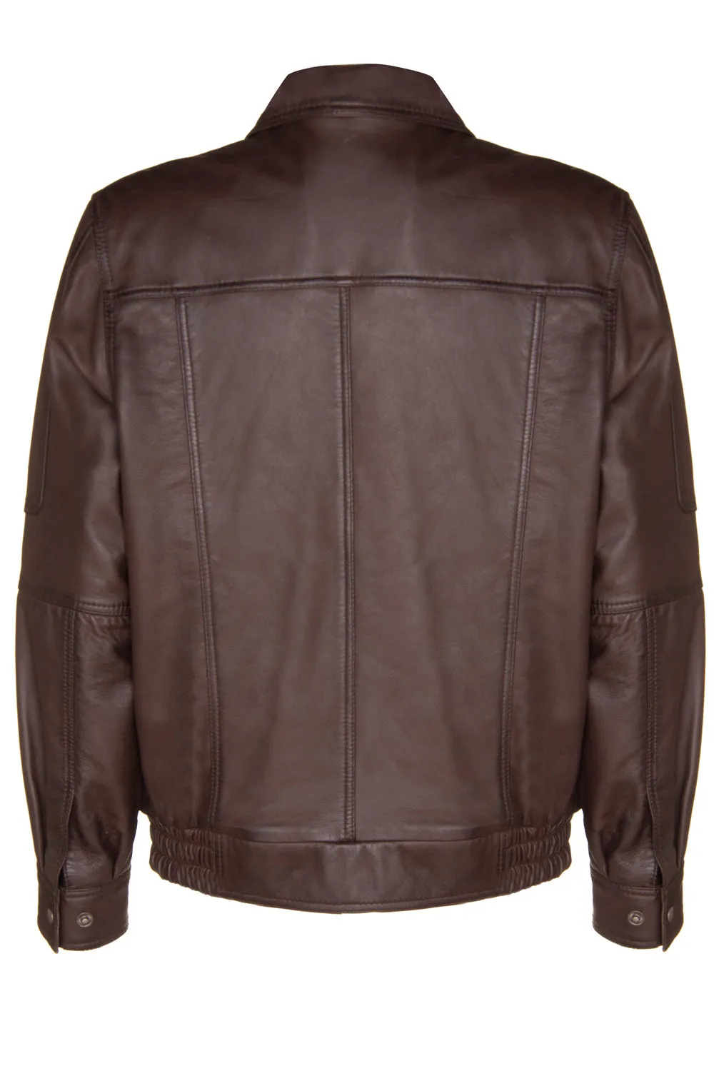 Blouson Bomber Jacket in Brown Lambskin - Style SR6011