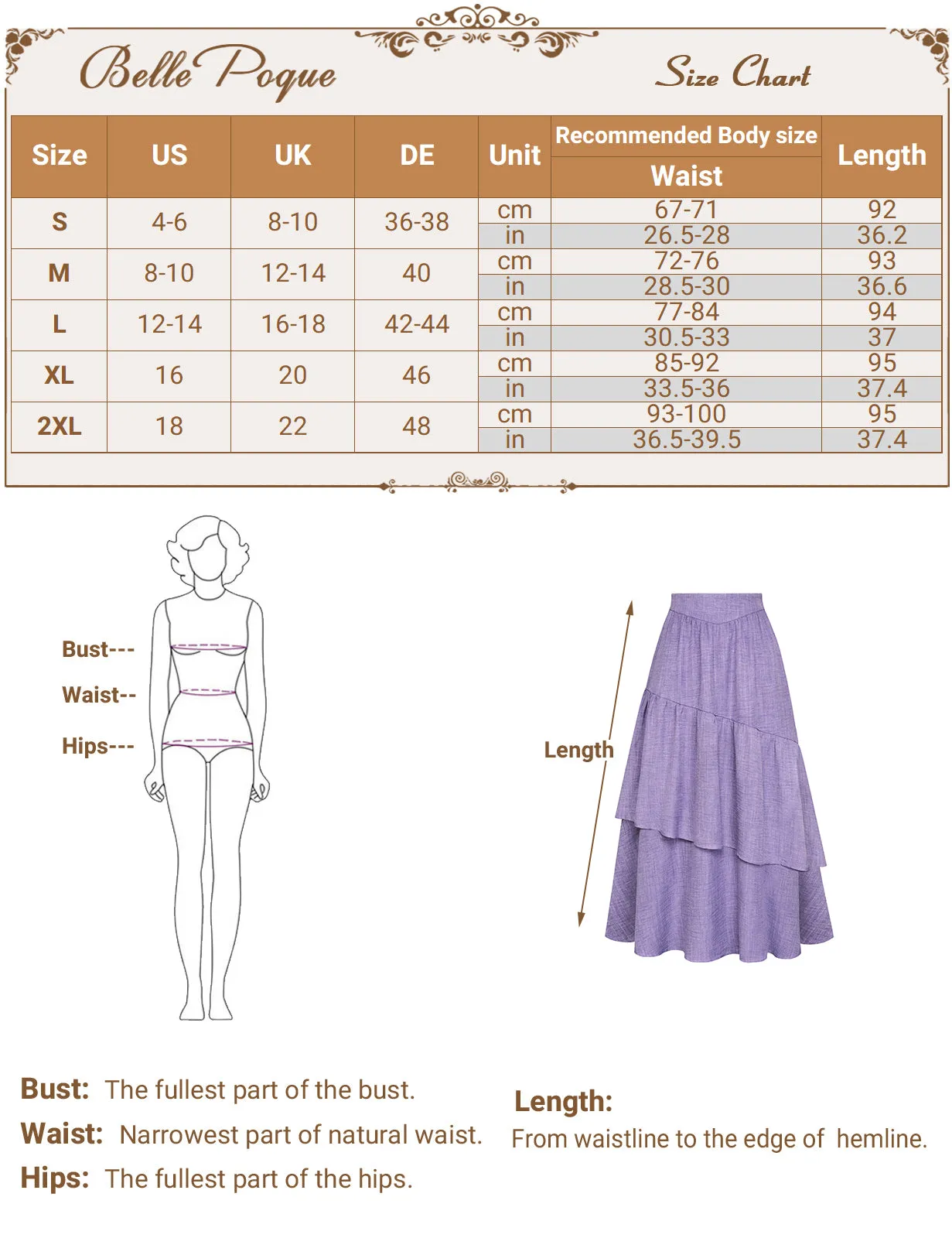 BP Women Vintage 2-Layer Swing Skirt Elastic High Waist Maxi Skirt