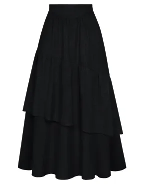 BP Women Vintage 2-Layer Swing Skirt Elastic High Waist Maxi Skirt