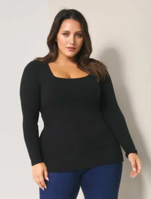 Brenna Rib Square Neck Curve Top