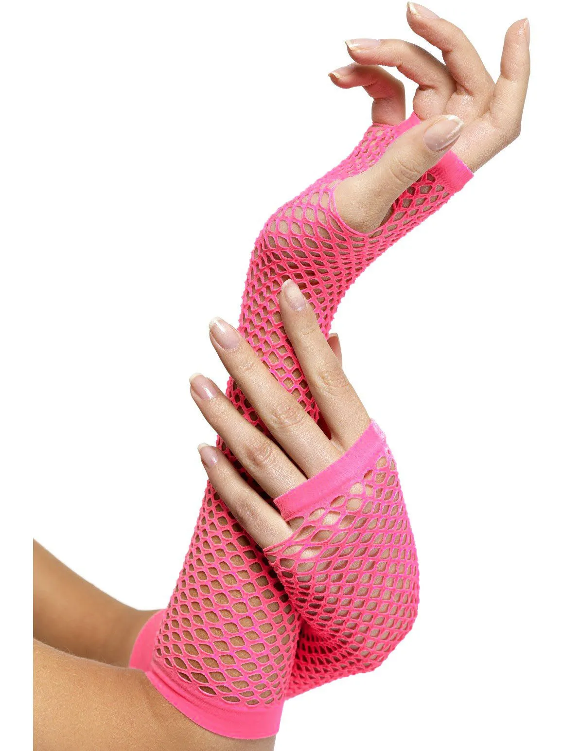 Bright Pink Fishnet Gloves