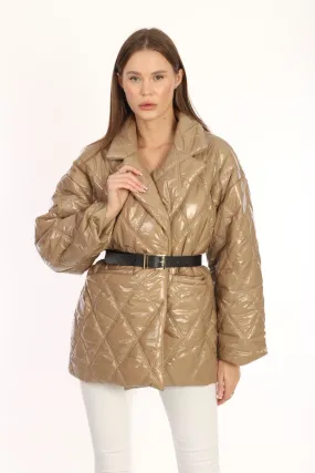 CAMEL Belted Collar Coat