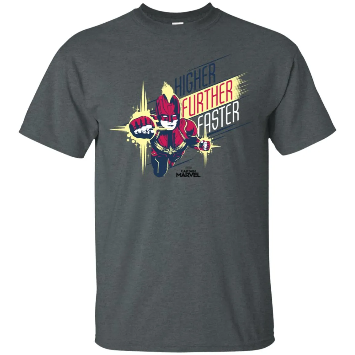 Captain Marvel Higher Further Faster Drawn Men Cotton T-Shirt