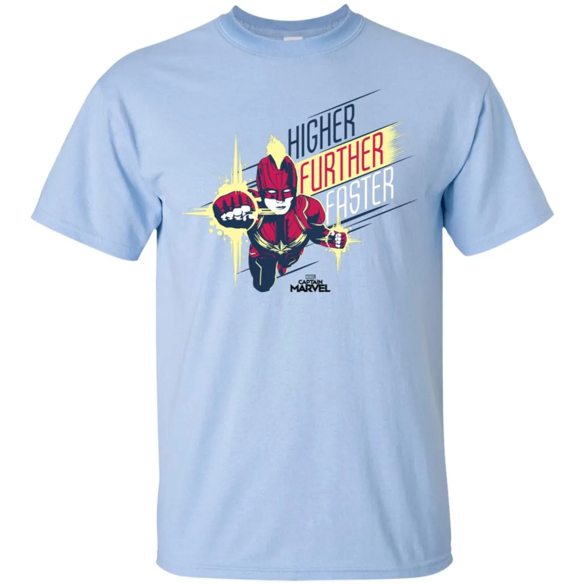 Captain Marvel Higher Further Faster Drawn Men Cotton T-Shirt