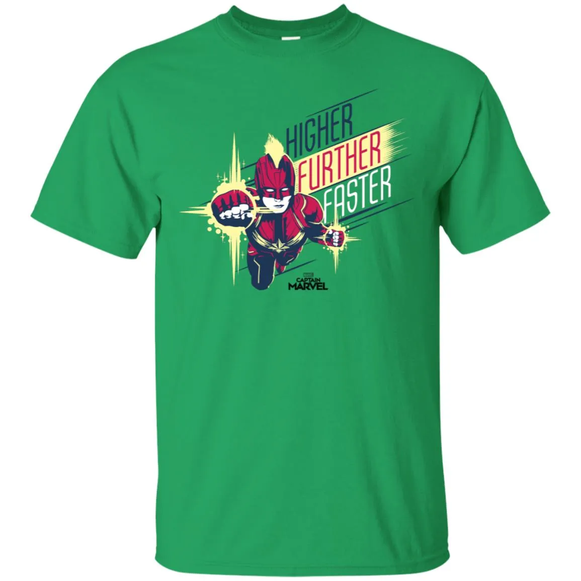 Captain Marvel Higher Further Faster Drawn Men Cotton T-Shirt