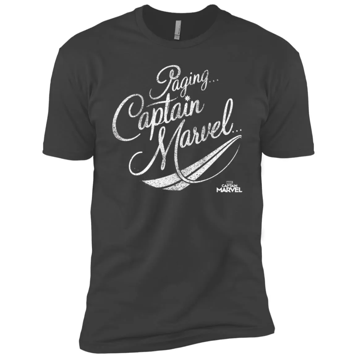 Captain Marvel Paging Distressed Cursive Men Short Sleeve T-Shirt