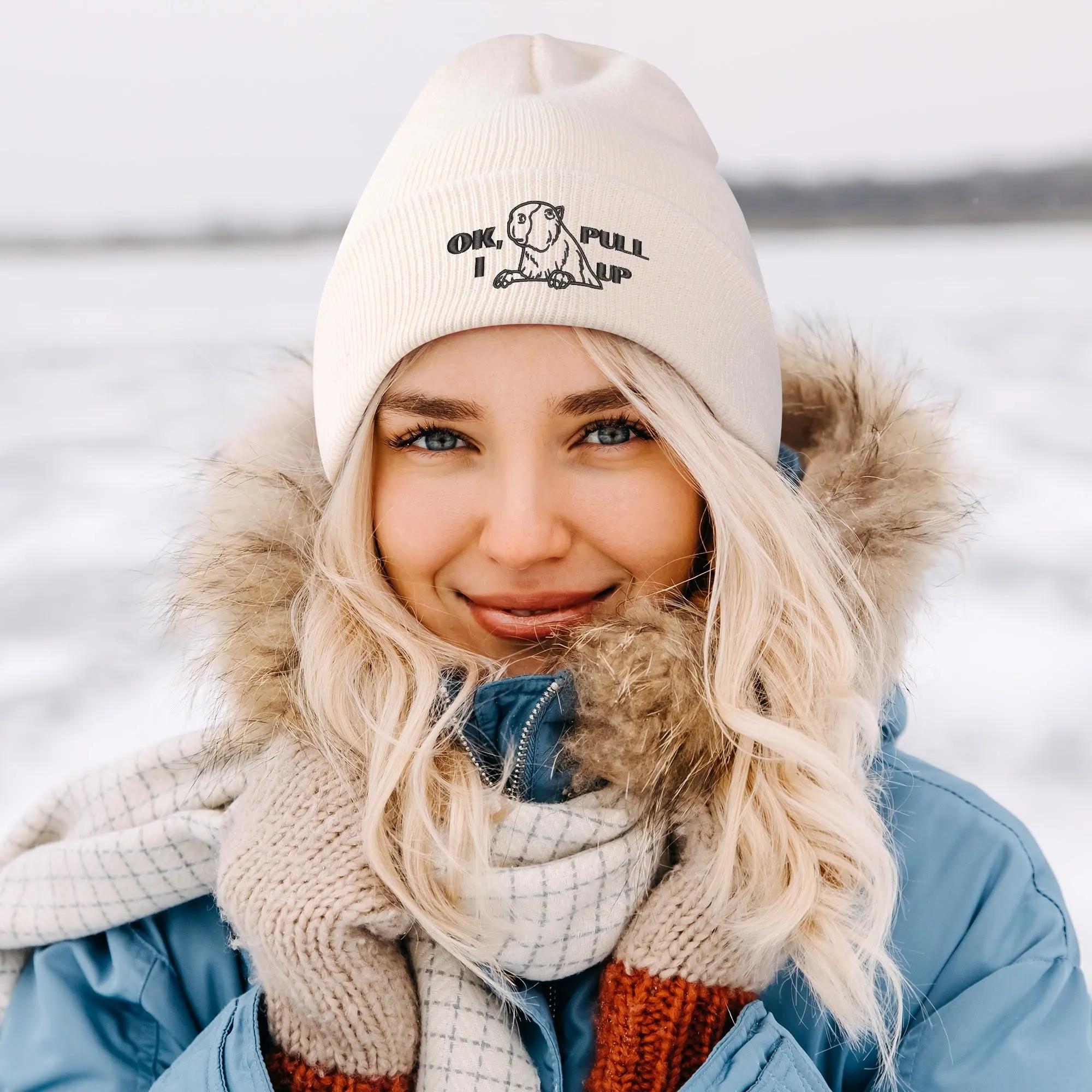 Capybara Embroidered Knitted Hats