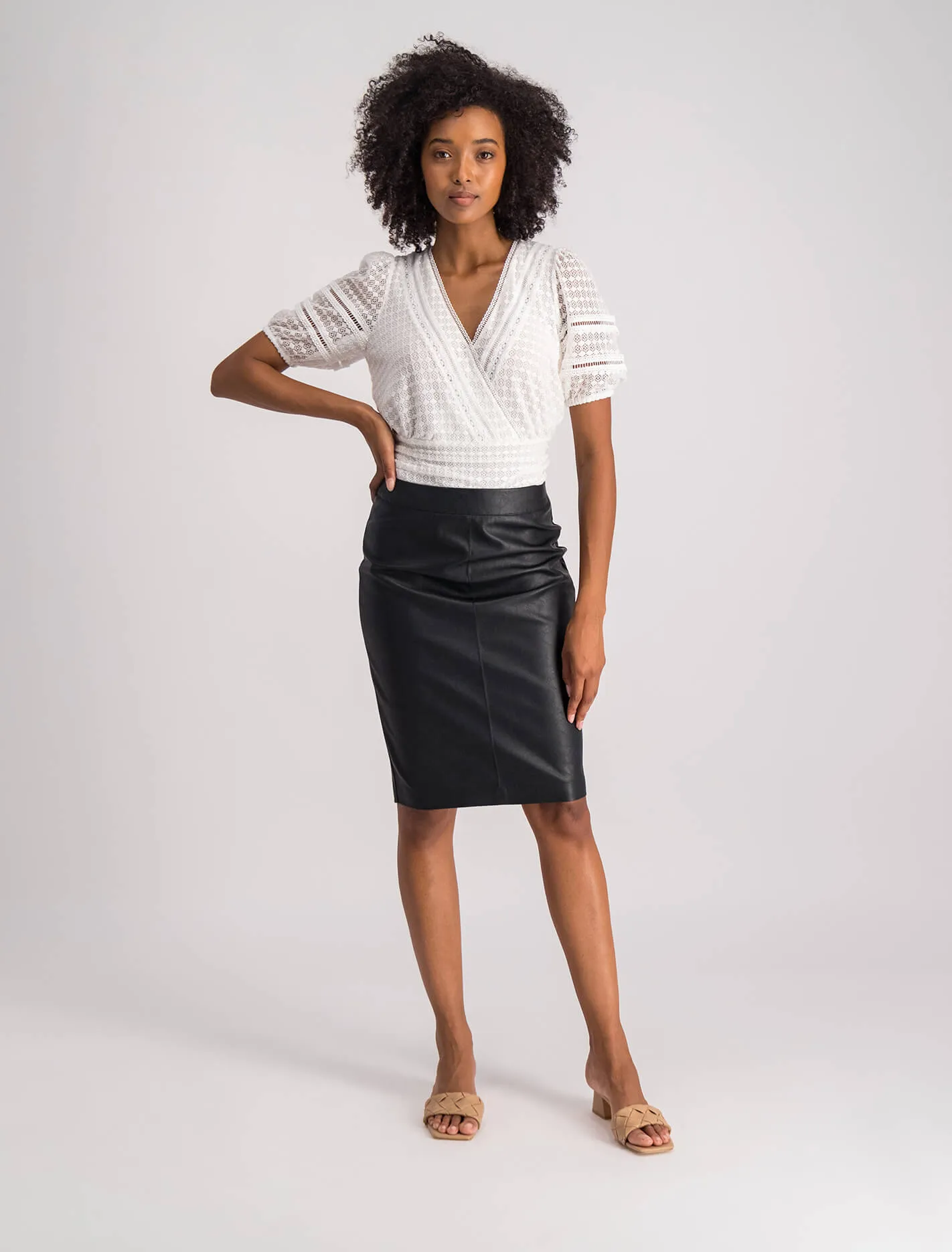 Carla Vegan Leather Midi Skirt