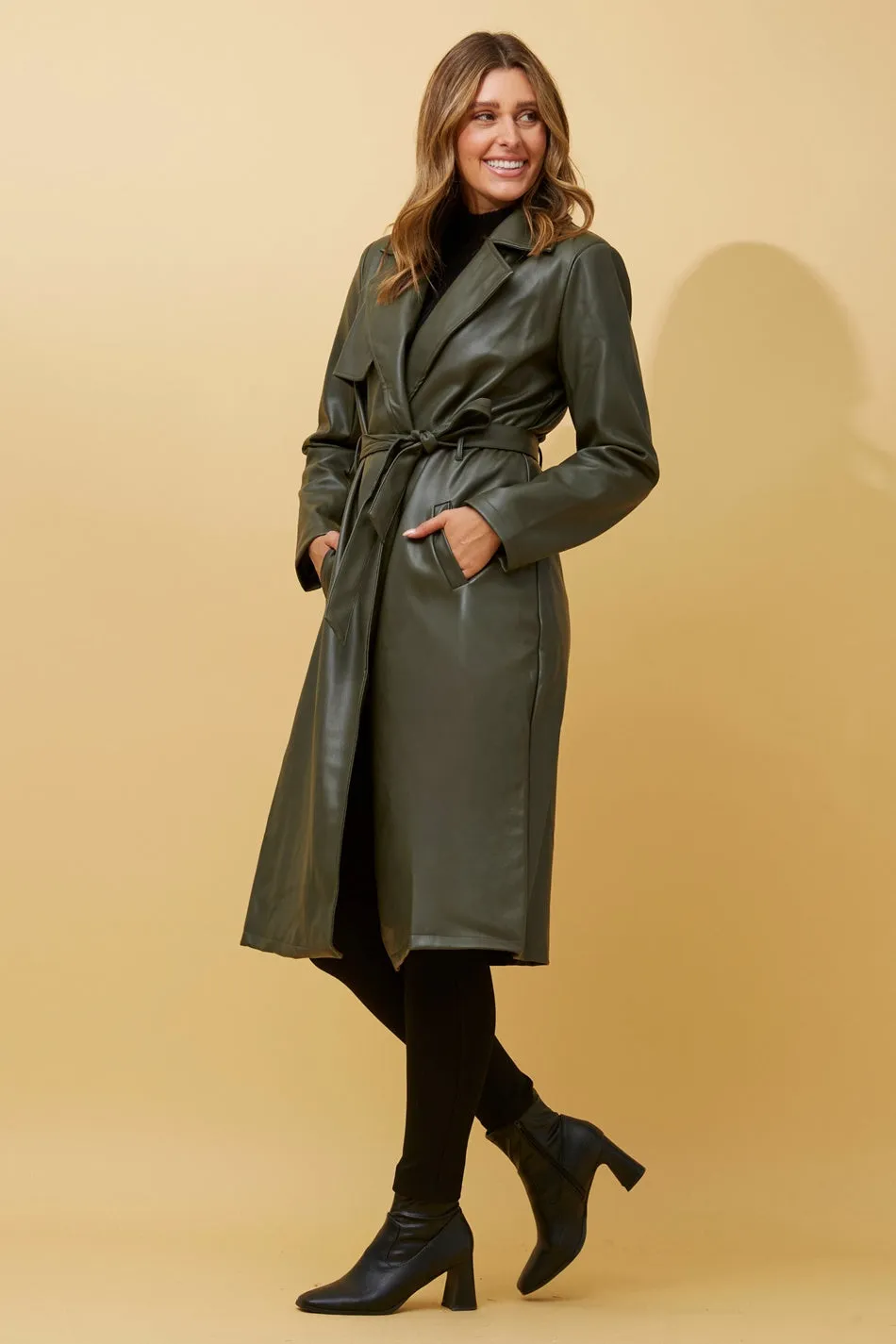 CARTIA FAUX LEATHER COAT