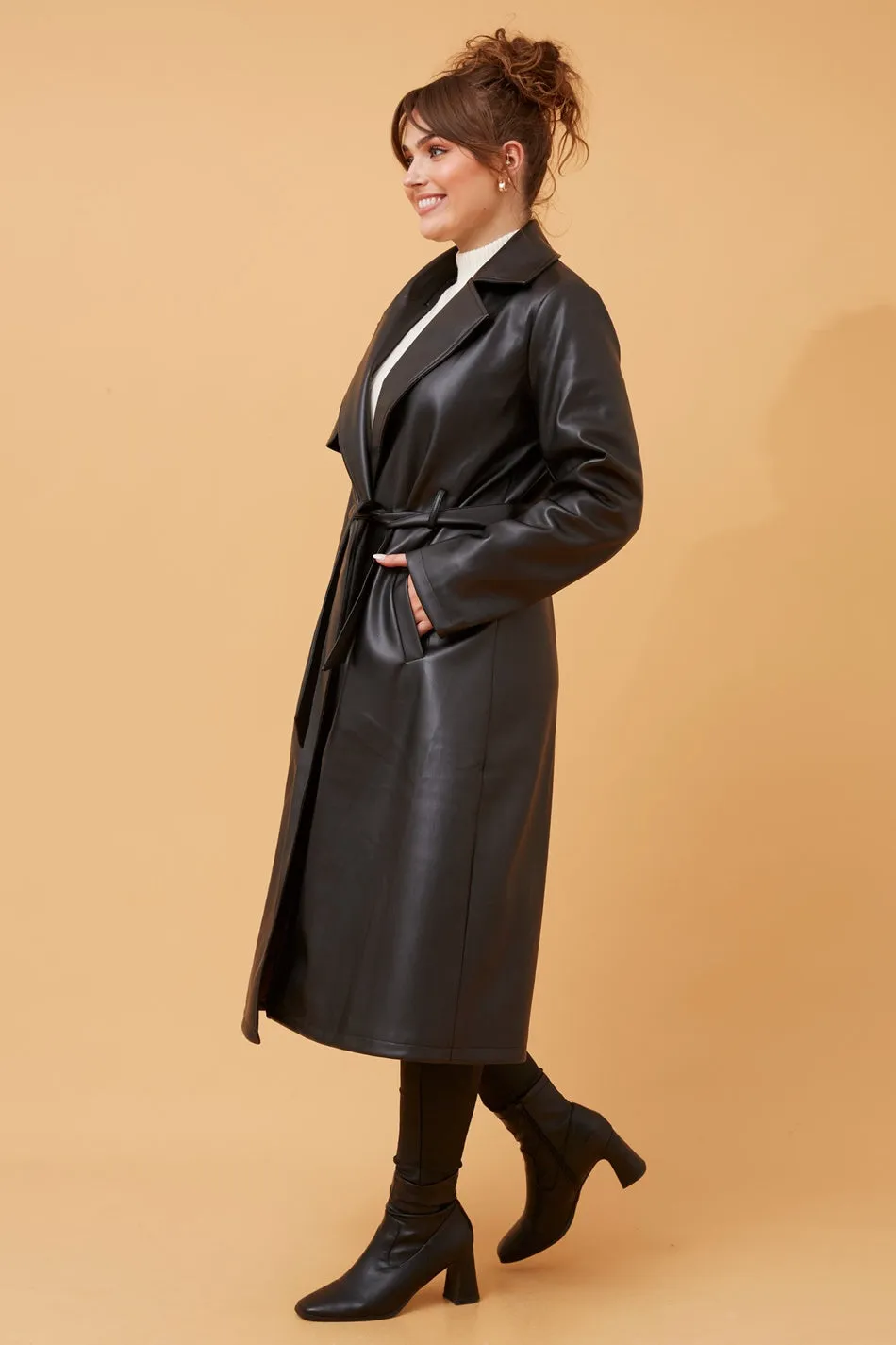 CARTIA FAUX LEATHER COAT