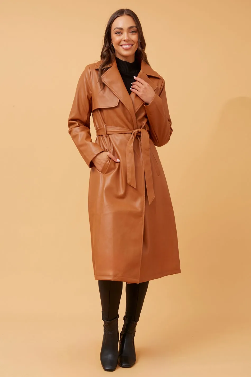 CARTIA FAUX LEATHER COAT