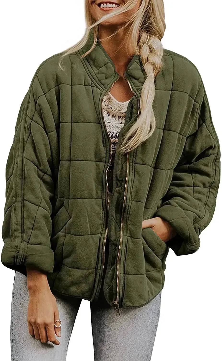 Casual Winter Cotton Padded Loose Pockets Long Sleeved Jacket Women