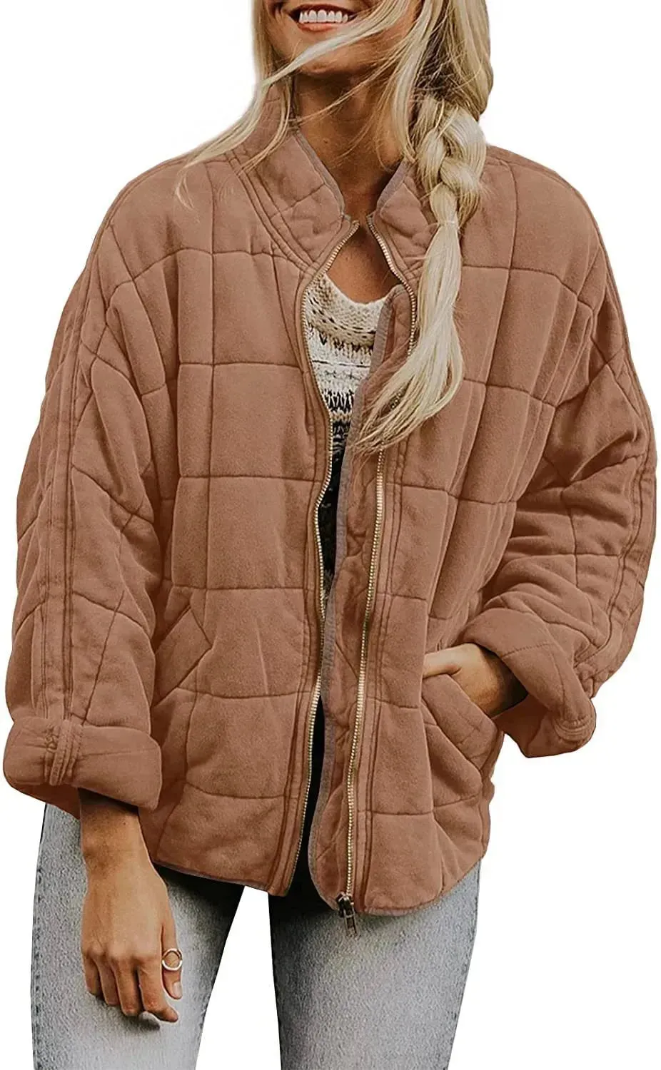 Casual Winter Cotton Padded Loose Pockets Long Sleeved Jacket Women