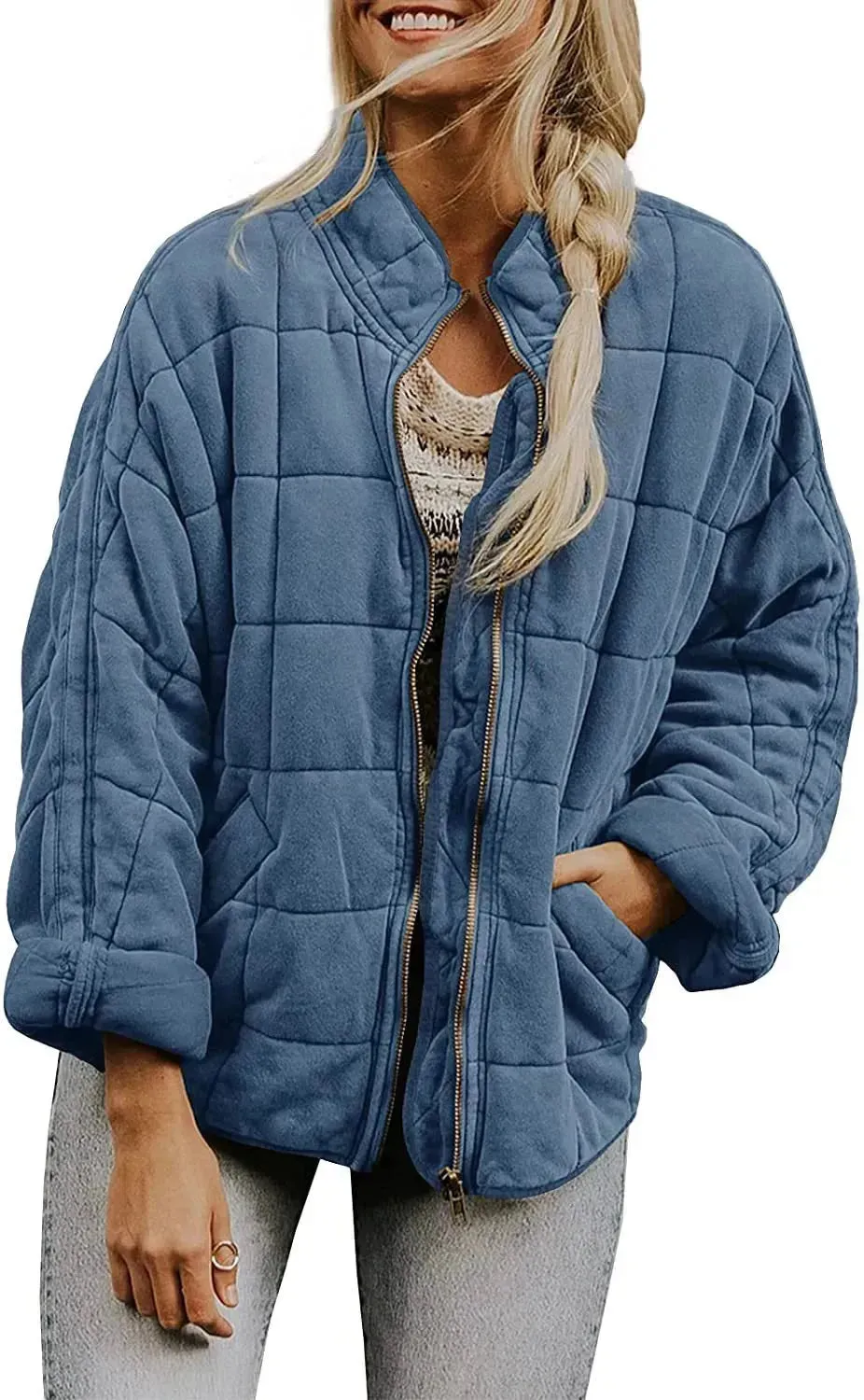 Casual Winter Cotton Padded Loose Pockets Long Sleeved Jacket Women