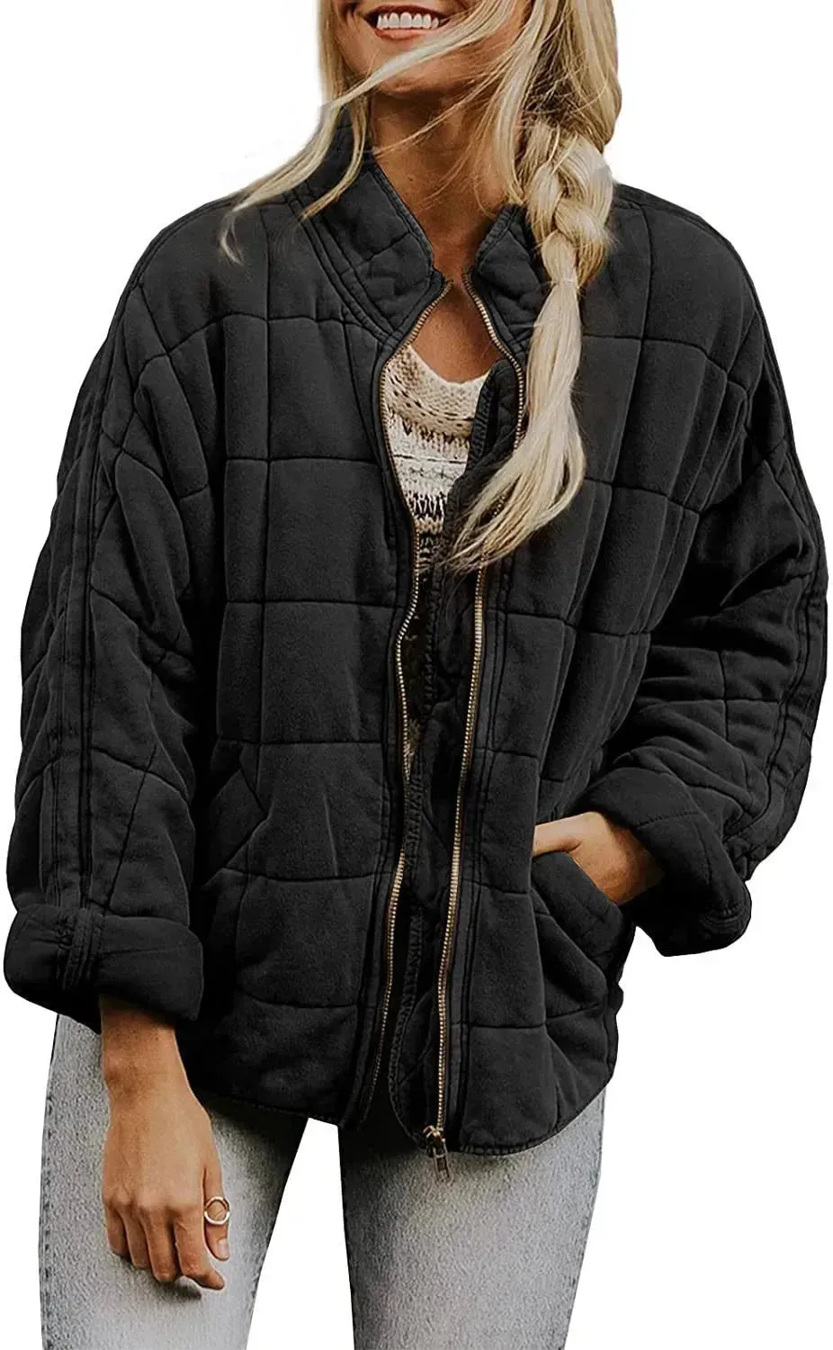 Casual Winter Cotton Padded Loose Pockets Long Sleeved Jacket Women