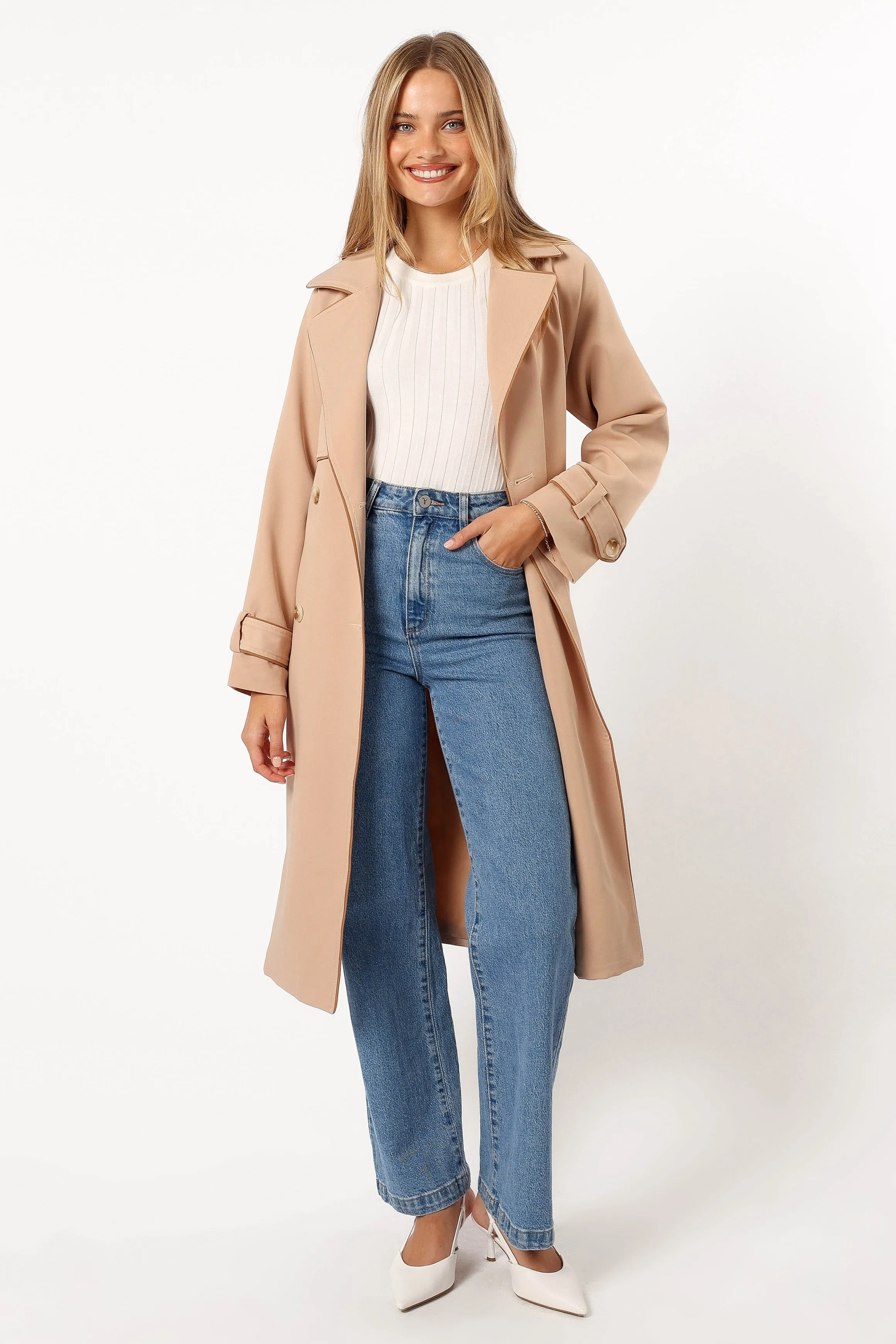 Cayenne Contrast Binding Trench Coat - Camel