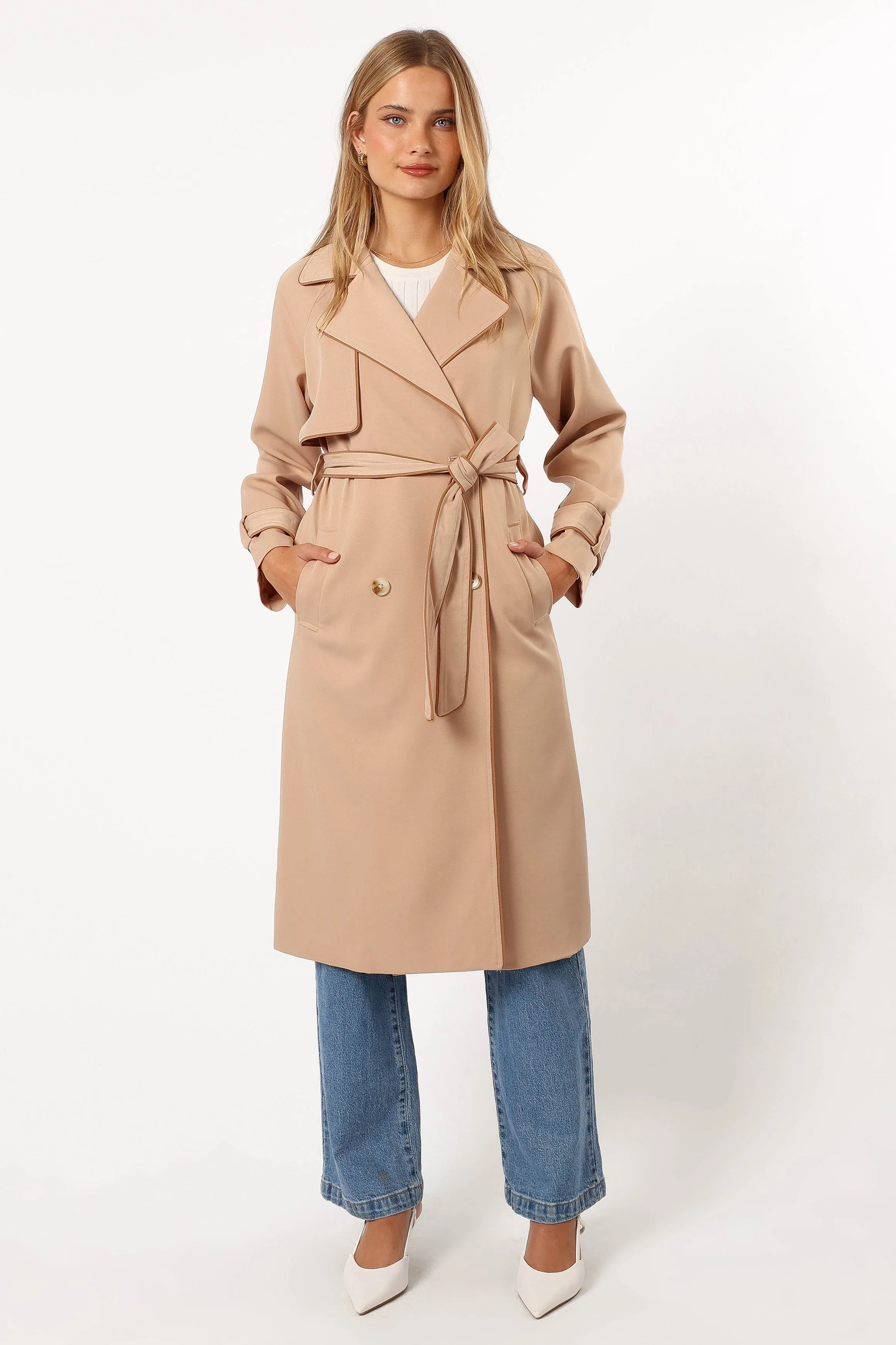 Cayenne Contrast Binding Trench Coat - Camel